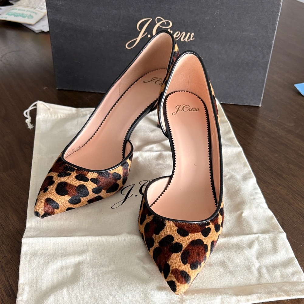 J. Crew Colette Leopard Print Haircalf Heels - Size 7 - New in Box